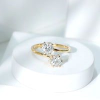 7 MM Round Certified Moissanite Toi et Moi Engagement Ring