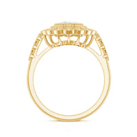 Oval Moissanite Retro Engagement Ring in Beaded Bezel Setting