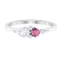 Pink Tourmaline and Moissanite Cluster Promise Ring