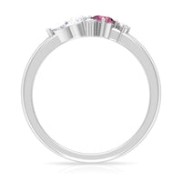 Pink Tourmaline and Moissanite Cluster Promise Ring