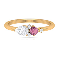 Pink Tourmaline and Moissanite Cluster Promise Ring