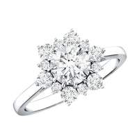 Claw Set Moissanite Halo Engagement Ring with Certificate