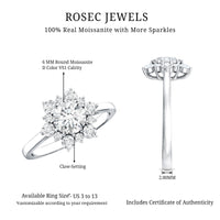 Claw Set Moissanite Halo Engagement Ring with Certificate