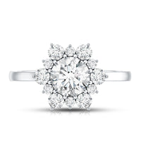Claw Set Moissanite Halo Engagement Ring with Certificate