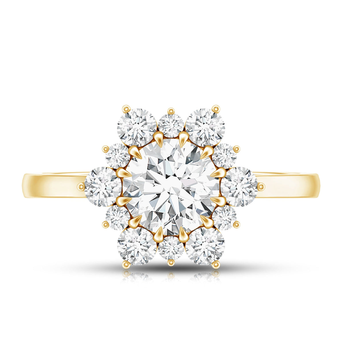 Claw Set Moissanite Halo Engagement Ring with Certificate