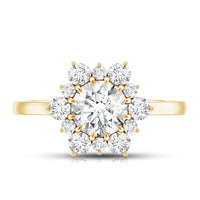 Claw Set Moissanite Halo Engagement Ring with Certificate