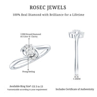 Certified real diamond promise ring with bypass shank from Rosec Jewels, featuring sparkling diamonds on a sleek band.