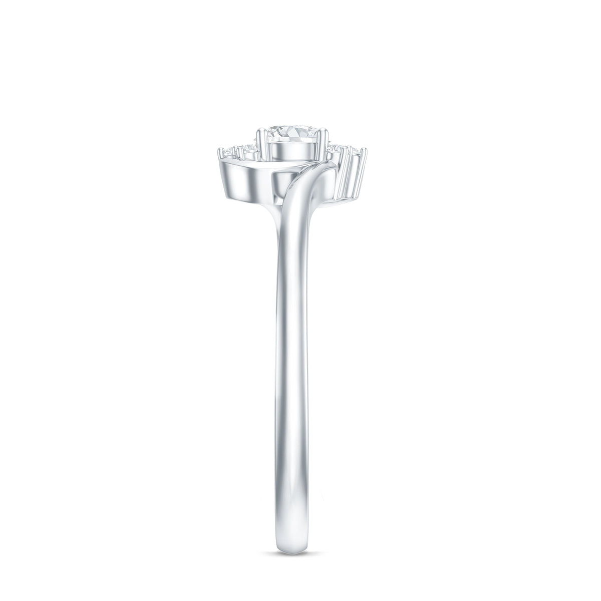 Certified real diamond promise ring with bypass shank from Rosec Jewels, featuring a sparkling diamond centerpiece and elegant band.
