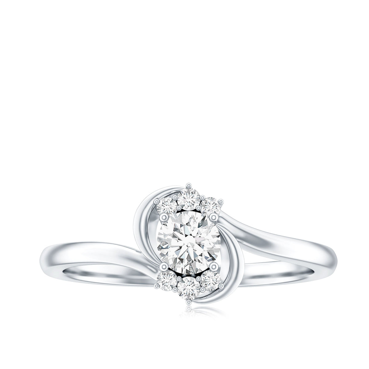 Certified real diamond promise ring with bypass shank from Rosec Jewels, showcasing the elegant design and sparkling diamonds.