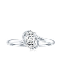 Certified real diamond promise ring with bypass shank from Rosec Jewels, showcasing the elegant design and sparkling diamonds.
