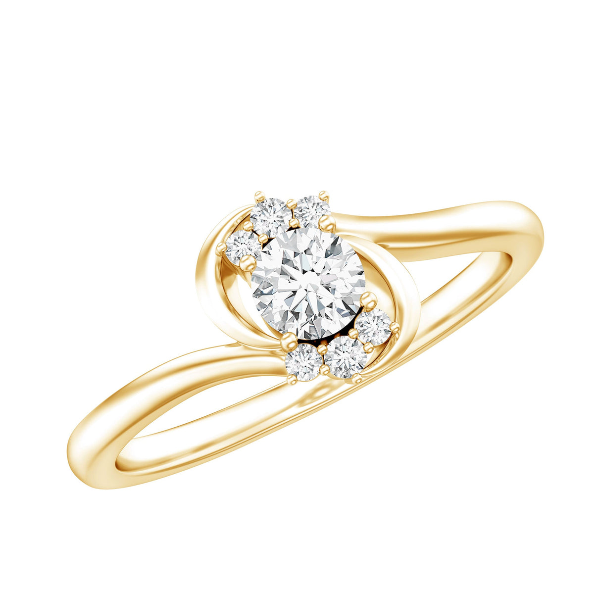 Certified real diamond promise ring with bypass shank from Rosec Jewels, featuring a sparkling diamond centerpiece and elegant design.