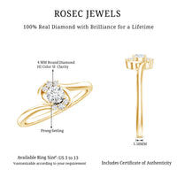 Certified real diamond promise ring with a bypass shank from Rosec Jewels, featuring a sparkling central diamond and sleek band design.