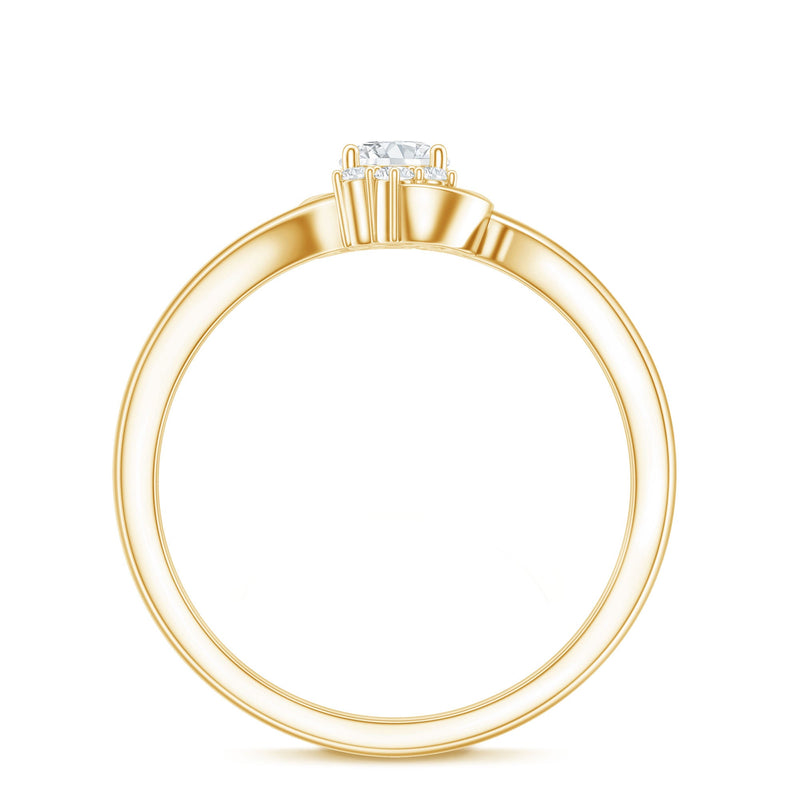 Rosec Jewels certified real diamond promise ring with a bypass shank, featuring a sparkling central diamond and intricate band details.