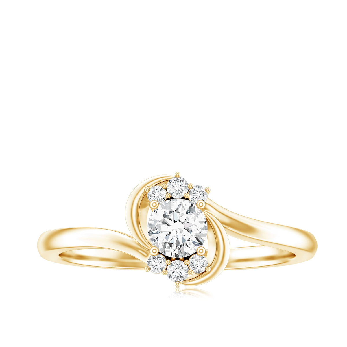 Certified real diamond promise ring with bypass shank from Rosec Jewels, featuring a sleek design and sparkling diamonds.