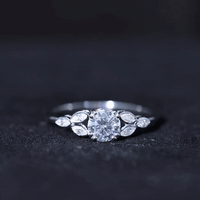 Certified Moissanite Solitaire Engagement Ring with Trio