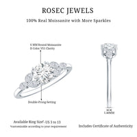 Certified Moissanite Solitaire Engagement Ring with Trio
