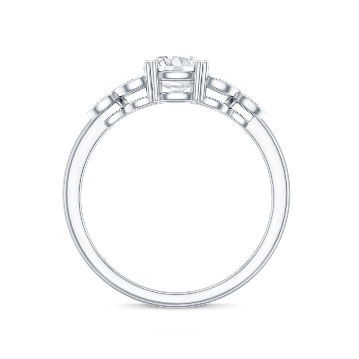 Certified Moissanite Solitaire Engagement Ring with Trio