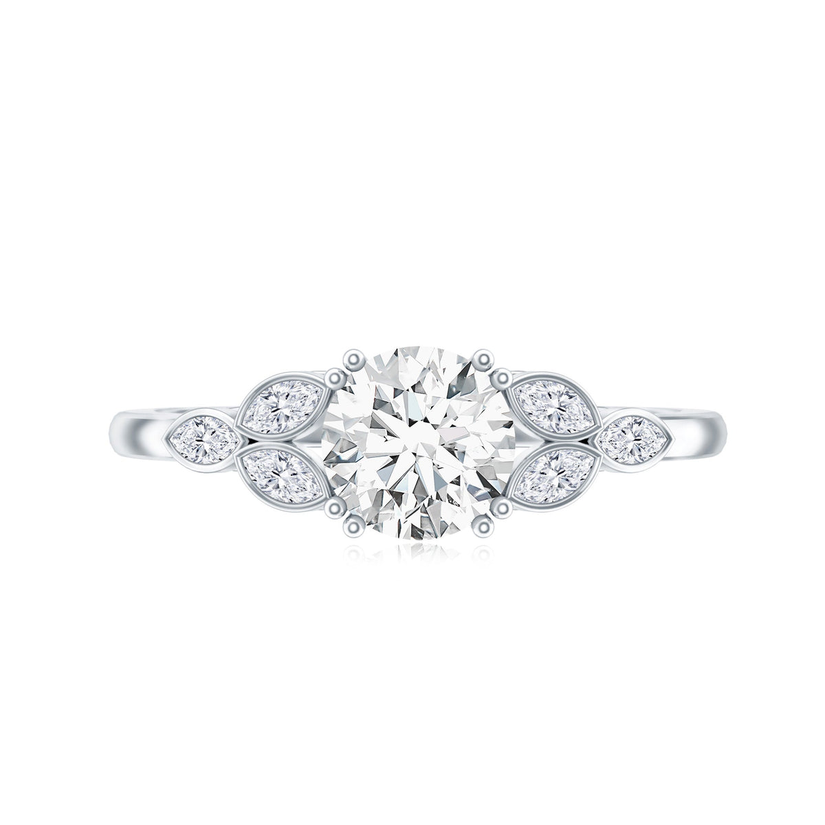 Certified Moissanite Solitaire Engagement Ring with Trio