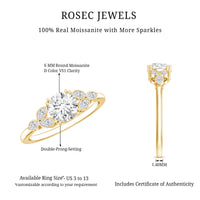 Certified Moissanite Solitaire Engagement Ring with Trio
