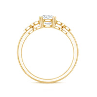 Certified Moissanite Solitaire Engagement Ring with Trio