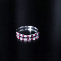 Lab Created Ruby and Diamond Stackable Band Ring