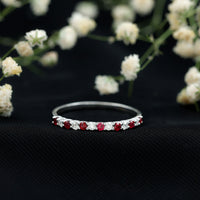 Lab Created Ruby and Diamond Stackable Band Ring