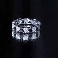 Heart Shape Lab Grown Black Diamond Eternity Band With Moissanite