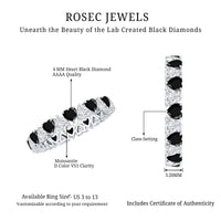 Heart Shape Lab Grown Black Diamond Eternity Band With Moissanite