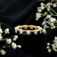 Heart Shape Lab Grown Black Diamond Eternity Band With Moissanite