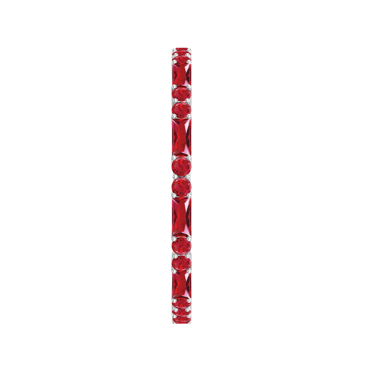 Baguette and Round Lab Created Ruby Eternity Ring