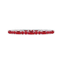 Baguette and Round Lab Created Ruby Eternity Ring