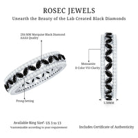 Black diamond wedding band ring with moissanite, lab-grown, from Rosec Jewels, featuring a sleek, polished design and sparkling gemstones.