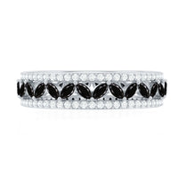 Certified lab-grown black diamond wedding band ring with moissanite, showcasing a sleek, elegant design from Rosec Jewels.