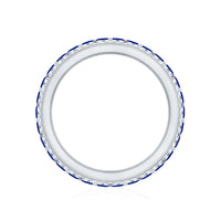 Marquise lab-created blue sapphire and diamond wedding band ring by Rosec Jewels, featuring elegant gemstone accents.