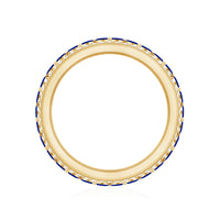Marquise lab-created blue sapphire and diamond wedding band ring by Rosec Jewels featuring a gold band and elegant gemstone setting.