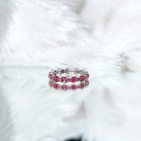 Marquise and Round Cut Created Ruby Contemporary Eternity Ring