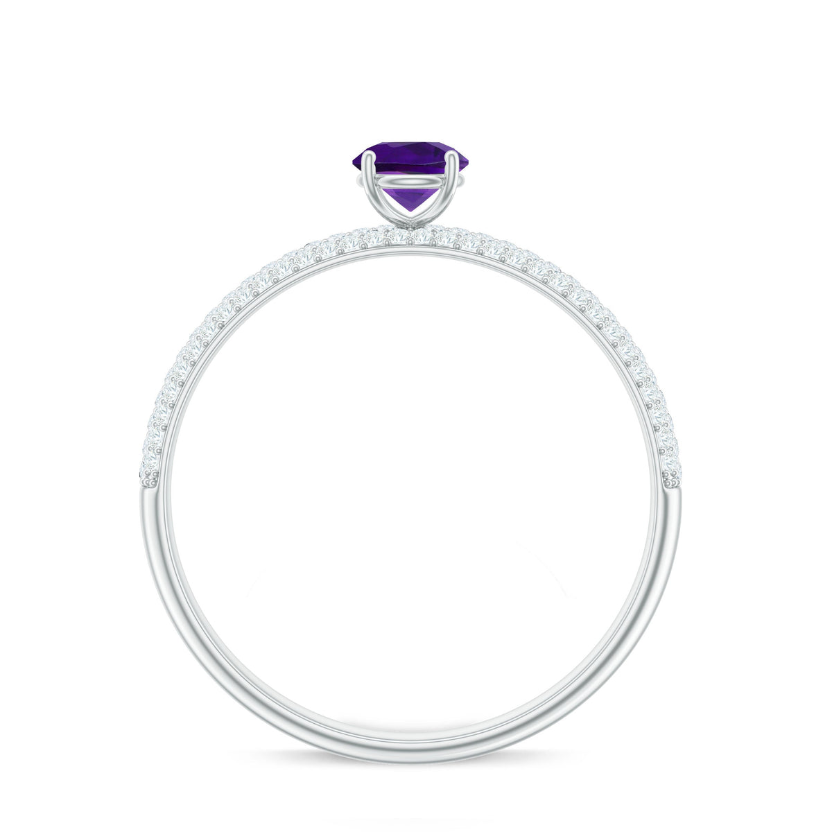 Natural amethyst engagement ring with diamond accents for women, featuring a Rosec Jewels ring design and elegant gemstone setting.