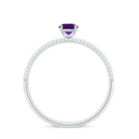Natural amethyst engagement ring with diamond accents for women, featuring a Rosec Jewels ring design and elegant gemstone setting.