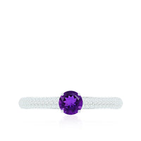Natural amethyst engagement ring with diamond accents for women, featuring a rose gold band and detailed craftsmanship by Rosec Jewels.