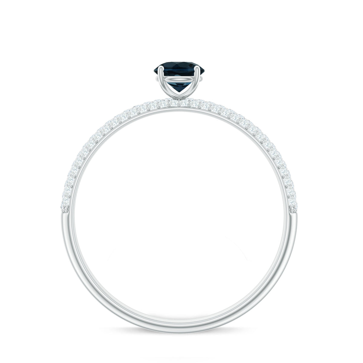 5mm London Blue Topaz Solitaire Promise Ring with Diamond