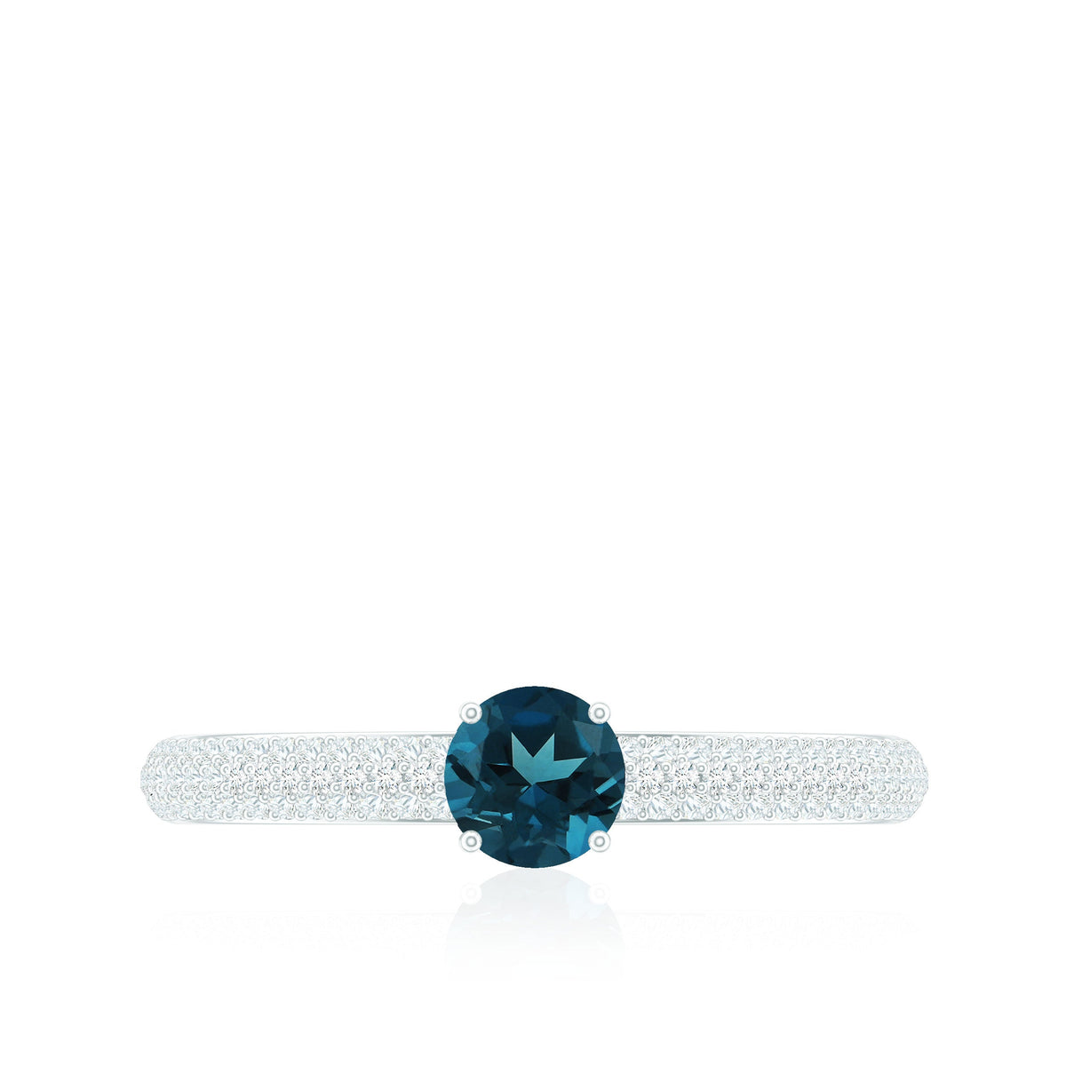5mm London Blue Topaz Solitaire Promise Ring with Diamond