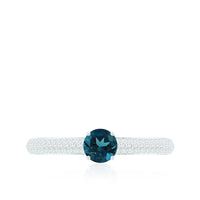 5mm London Blue Topaz Solitaire Promise Ring with Diamond