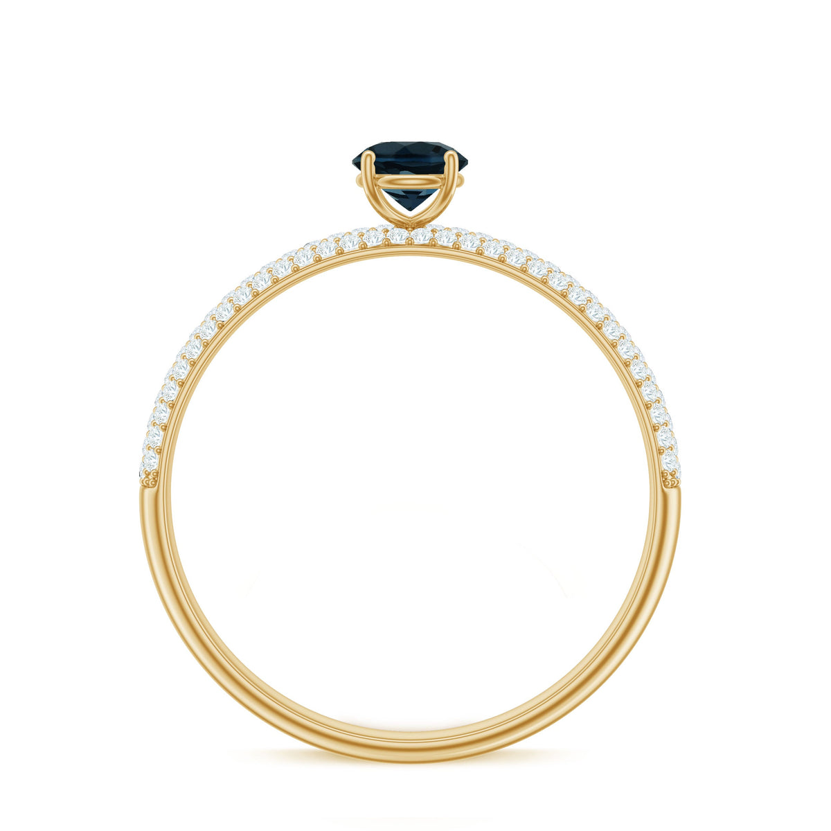 5mm London Blue Topaz Solitaire Promise Ring with Diamond