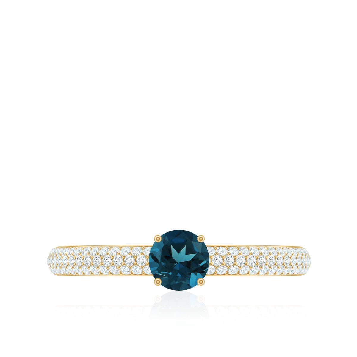5mm London Blue Topaz Solitaire Promise Ring with Diamond
