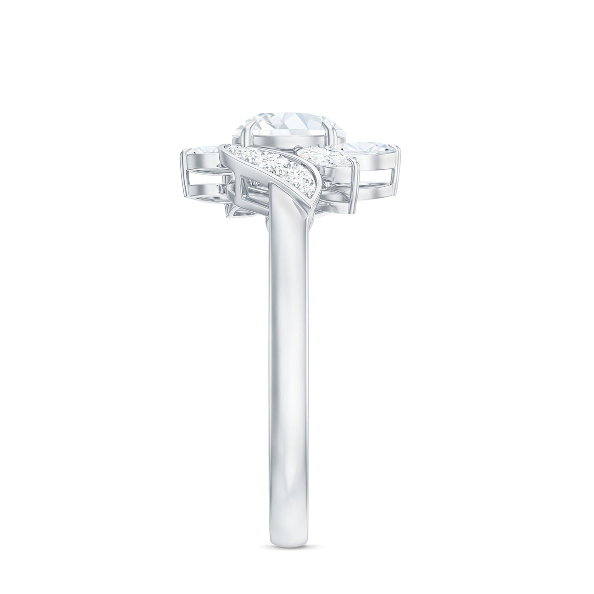Certified Moissanite Flower Engagement Ring for Women