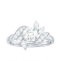 Certified Moissanite Flower Engagement Ring for Women