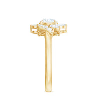 Certified Moissanite Flower Engagement Ring for Women