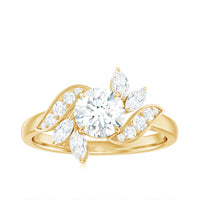 Certified Moissanite Flower Engagement Ring for Women