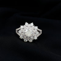 Certified Moissanite Statement Flower Engagement Ring