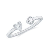Certified Real Diamond Heart Promise Ring in Cuff Style